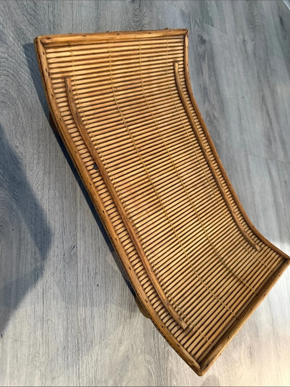 Vintage Curved Rattan Bamboo Display Tray on Feet 💕